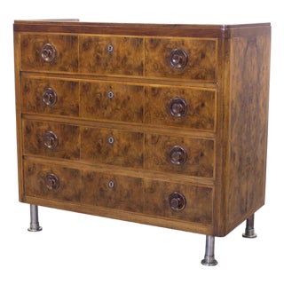 Art Deco Burr Walnut Chest of Drawers, 1920s For Sale