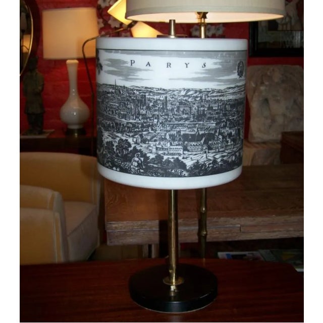 French Table Lamp With Painted Glass Shade Chairish