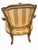 Louis XV–Style Gold Tufted Armchair With Coordinating Damask Fringed Footstool For Sale - Image 12 of 13