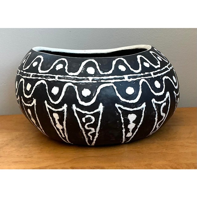 Late 20th Century Vintage Original Hand Painted Studio Pottery Bowl For Sale - Image 5 of 12