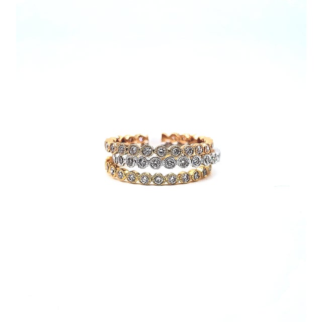 1.32 Ct Diamond Eternity Band Set Yellow Gold, White Gold, & Rose Gold Size 5.5 - 3 Pieces For Sale - Image 9 of 9