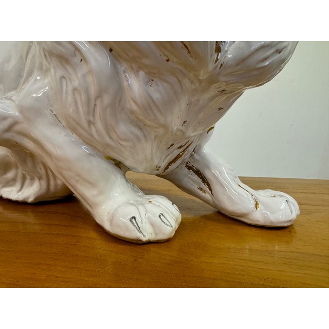 1970s Vintage Italian Glazed Ceramic Lion, 1970s For Sale - Image 5 of 11