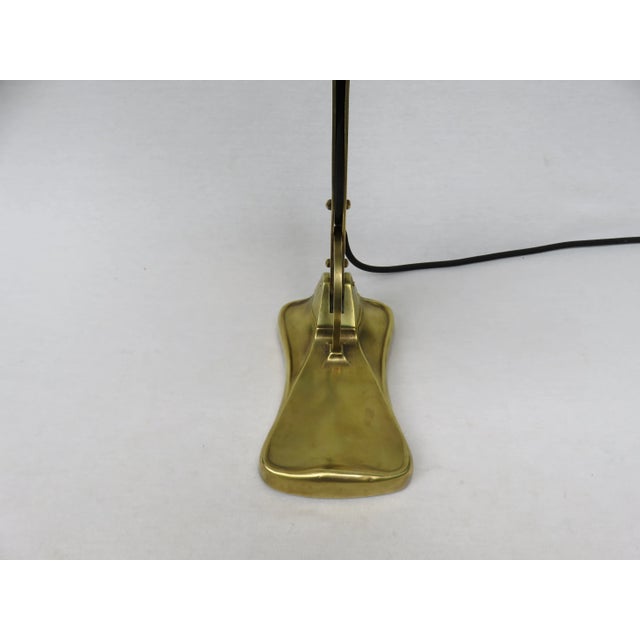 Antique Art Nouveau Enameled Brass Bankers Lamp with Dark Green Shade For Sale - Image 16 of 18