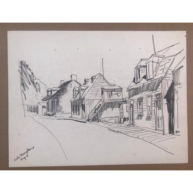 Drawing of Little Champlain Street in Quebec, Canada. Born in Pittsburgh, American artist Norman Kent (1903 - 1972)...