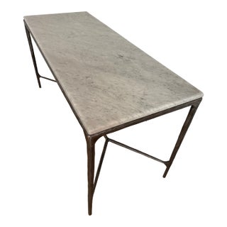 Restoration Hardware Thaddeus White Marble Desk For Sale