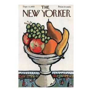 1959 Vintage New Yorker Cover, September 12 (Abe Birnbaum), Original New Yorker Magazine Cover, Food Market, Fruit