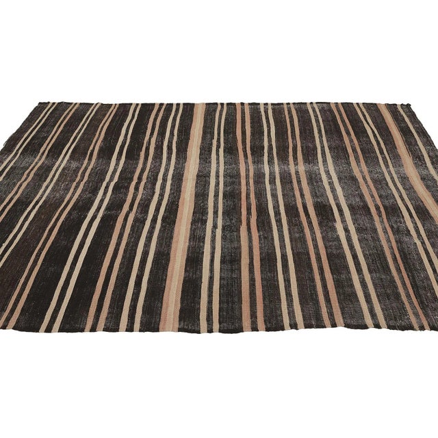 Mid 20th Century Striped Vintage Goat Hair Kilim Rug For Sale - Image 4 of 7
