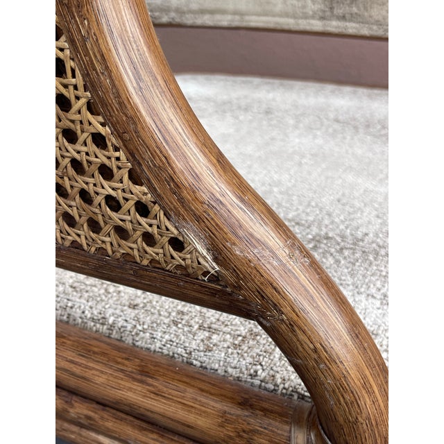 McGuire San Francisco Rattan & Cane Toboggan Dining Armchairs on Casters - Pair For Sale - Image 11 of 12