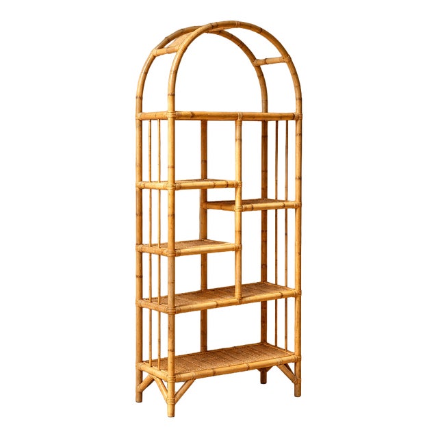 Bookcase in Bamboo, Malacca and Vienna Straw from Vivai del Sud, 1960 For Sale