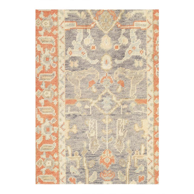 Hand knotted Turkish Oushak rug made of 100% hand-spun lamb's wool rug and all natural dyes. Each rug has a dense, soft...