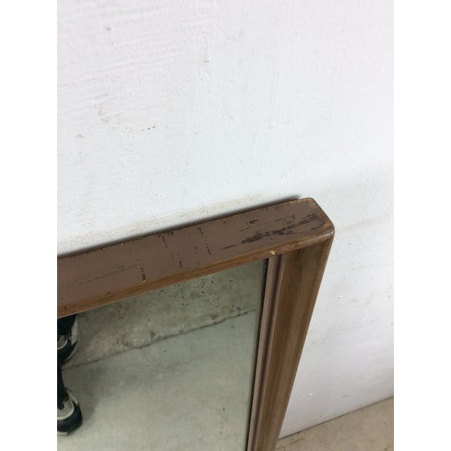 Mid Century Modern Long Rectangular Wall Mirror With Two Glass Panels and Wood Accent For Sale In Philadelphia - Image 6 of 18