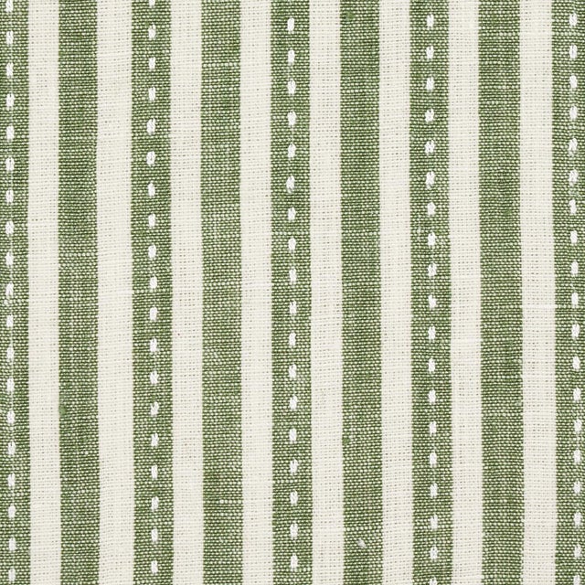 Traditional Sample - Schumacher Mathis Ticking Stripe Fabric in Sage For Sale - Image 3 of 3