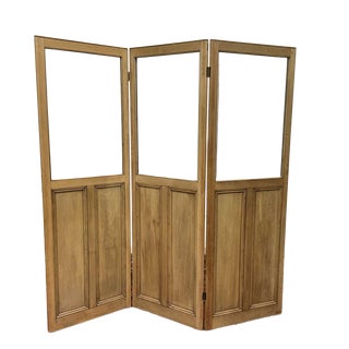 Antique 19th Century English Folding Screen with Pine Doors For Sale