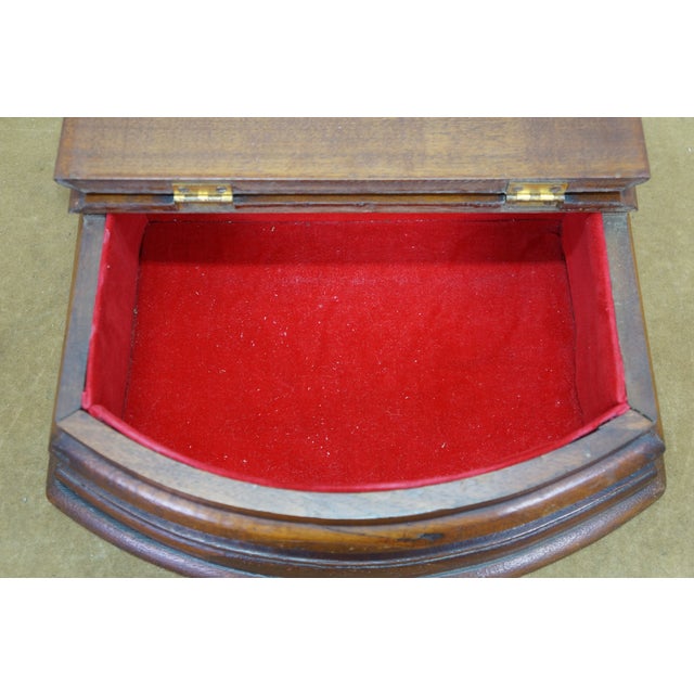 Antique Victorian Mahogany Curved Dresser Glove Box Felt Lined Jewelry Storage For Sale - Image 11 of 11