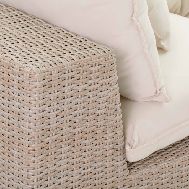 Cream Cali Natural Wicker Outdoor Modular Sofa For Sale - Image 8 of 9