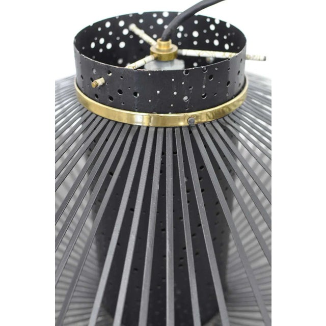 Mid-Century Modern Brass and Black Enameled Metal Pendant Lamp For Sale In Miami - Image 6 of 10