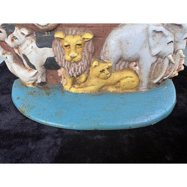 Metal Vintage Midwest Taiwan Noah’s Ark Cast Iron Doorstop For Sale - Image 7 of 8