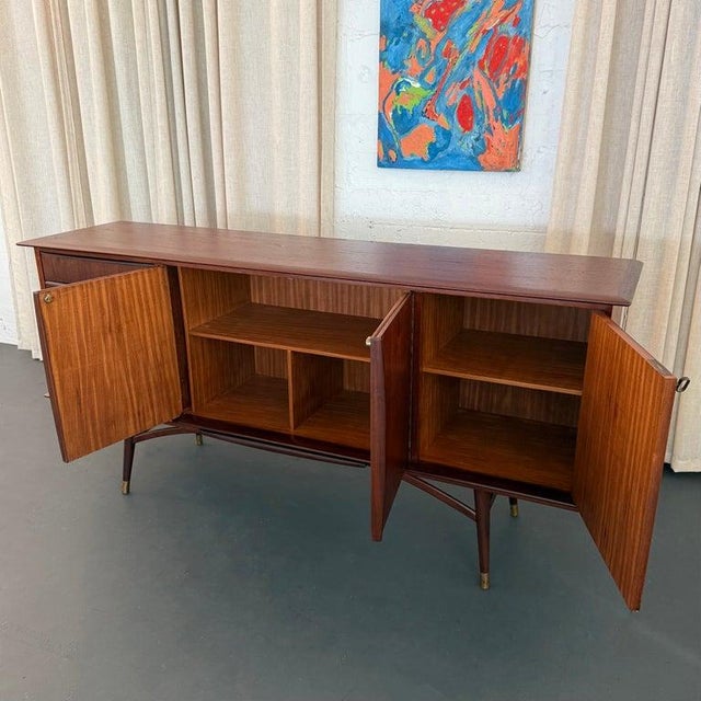 Wood 1960s Scandinavian Modern Teak Sideboard Credenza With Pull-Out Tray For Sale - Image 7 of 13