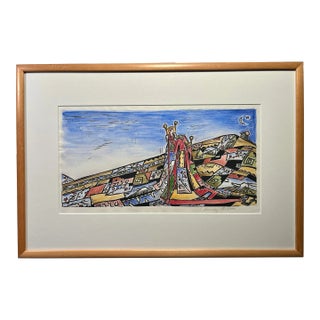 2004 Original Jewish Theme Signed Watercolor Painting For Sale