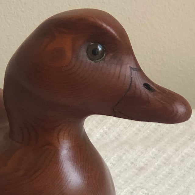 Wood Vintage Hand-Carved Redwood Buffelhead Duck For Sale - Image 7 of 12