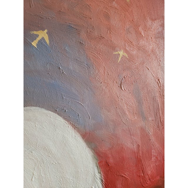 Contemporary Birds, Angels, and Horse Rider, Mixed Media Equestrian Landscape Oil Painting For Sale - Image 3 of 16