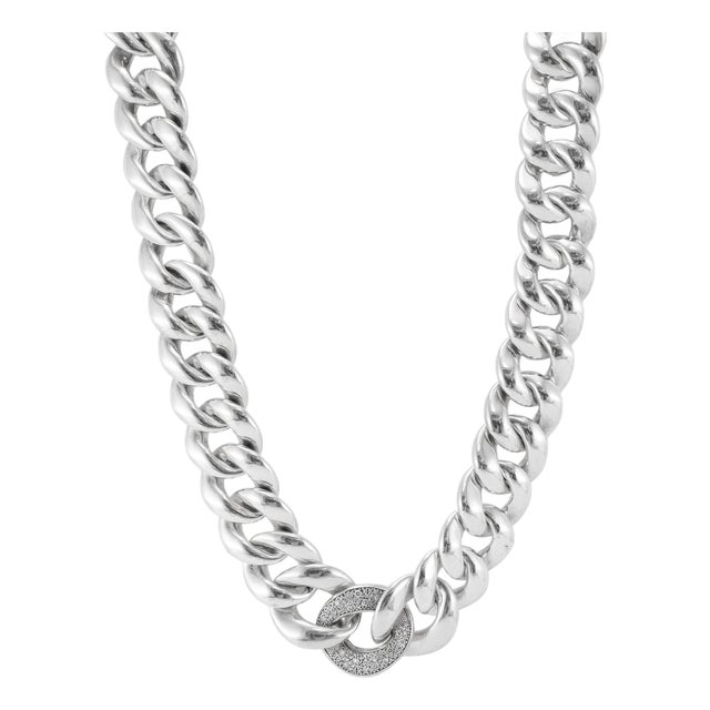 Retired David Yurman Cordelia 925 Silver 1.34ct Diamond Curb Chain Necklace For Sale