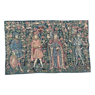 Vintage Medieval Style Jacquard The Knights Tapestry in the style of Aubusson, 1960s For Sale