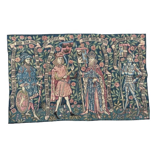 Vintage Medieval Style Jacquard The Knights Tapestry in the style of Aubusson, 1960s For Sale