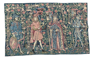 Vintage Medieval Style Jacquard The Knights Tapestry in the style of Aubusson, 1960s