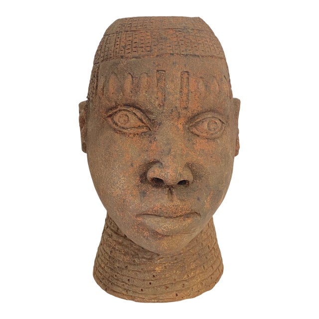 Vintage Rare Large Ife Clay / Terracotta Head of Oni Yoruba Nigeria African 17.5" H For Sale
