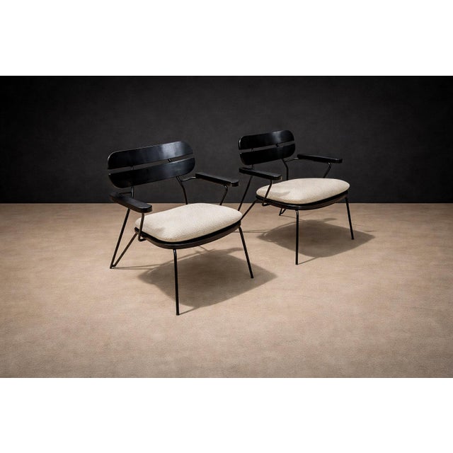 Armchairs in Ebonized Wood & Metal, Carlo Hauner, 1950s For Sale - Image 15 of 16