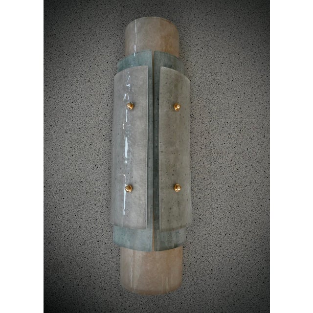 Murano Aquamarine Green Art Glass and Brass Wall Light and Sconces, 2000 For Sale - Image 6 of 10