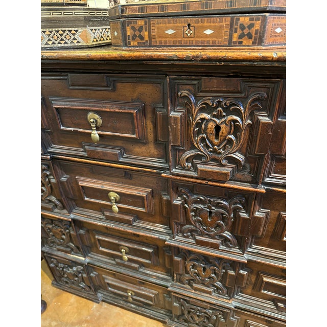 18th Century English 18th C Oak Marriage Chest For Sale - Image 5 of 5