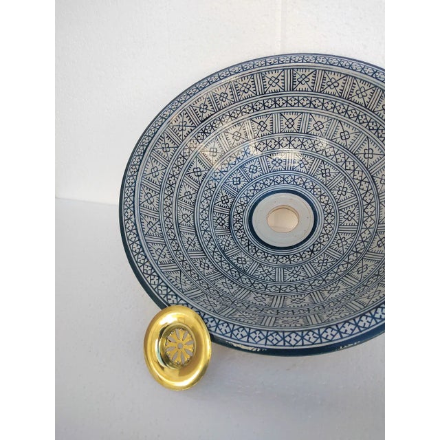 Contemporary Ceramic Hand-Paint Bowl Sink Basin For Sale - Image 6 of 8