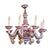 An elegant Italian six-light chandelier, crafted from finely modeled and hand-painted white porcelain in a delicate...