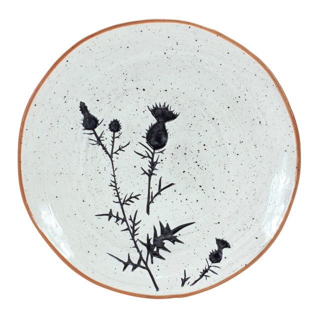 2020s Rustic Thistle Etched Plate with Speckled Finish (Set of 4) For Sale - Image 5 of 5
