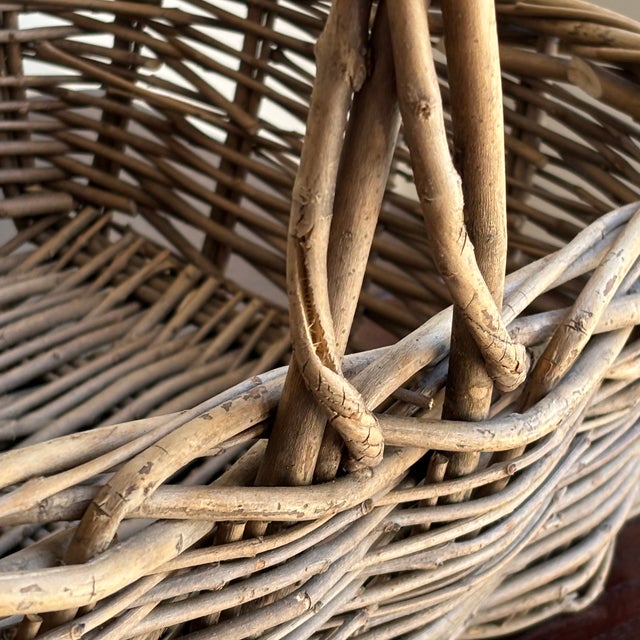 Wood French Country-Style Vintage Twig Basket For Sale - Image 7 of 12