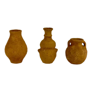 Set of 3 Miniature Antique Primitive Pottery Jugs & Pitchers
