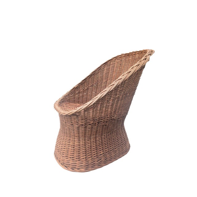 1960s Wicker Braided Barrel Egg Chair For Sale - Image 11 of 13