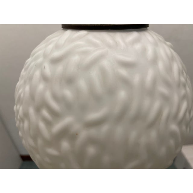 Opaline Glass Bronze Pendant Light, 1950s For Sale - Image 3 of 12