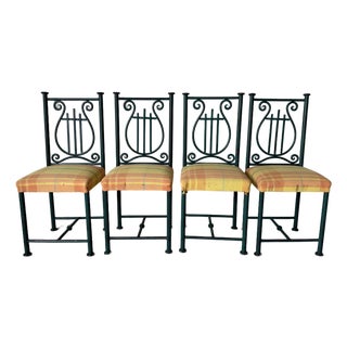 1980’s Vintage Hand Forged Metal Indoor / Outdoor Dining Chairs – Set of 4 For Sale