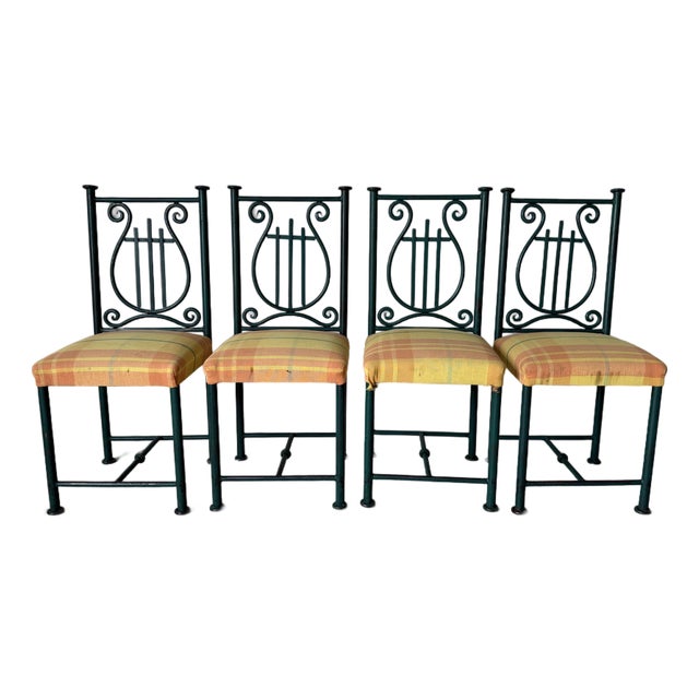 1980’s Vintage Hand Forged Metal Indoor / Outdoor Dining Chairs – Set of 4 For Sale