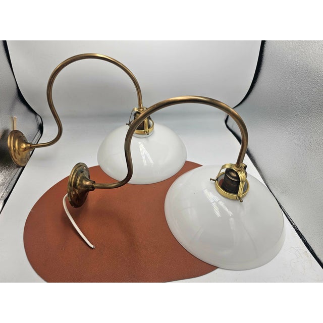 Metal Art Deco Brass and Glass Wall Lamp, 1920s For Sale - Image 7 of 10