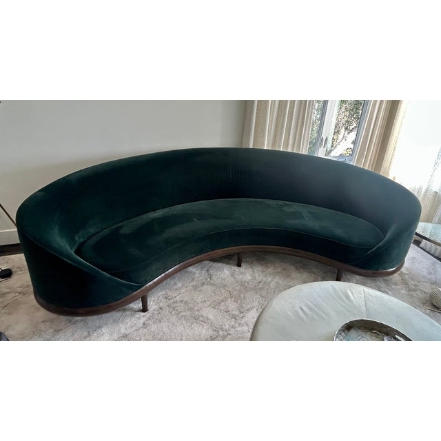 A. Rudin A. Rudin Curved Velvet Sofa For Sale - Image 4 of 8