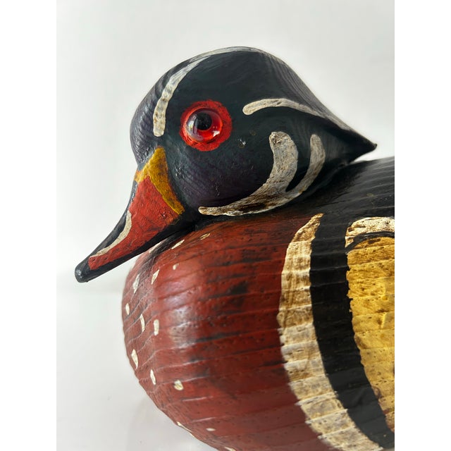 Beautifully hand painted and carved male Drake duck decoy. Drake is slightly larger than the average at 12.5" long. Signed...