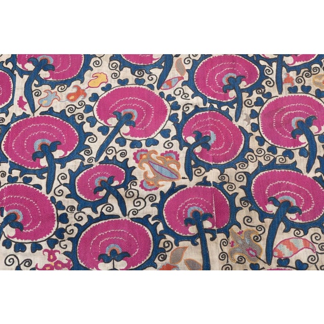 Antique Uzbekistan Suzani Rug 6'2'' x 7'11'' For Sale - Image 12 of 12