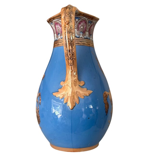 Antique English Blue Lustre Transferware Wash Basin & Ewer by Furnival C. 1840–1860 For Sale - Image 9 of 17