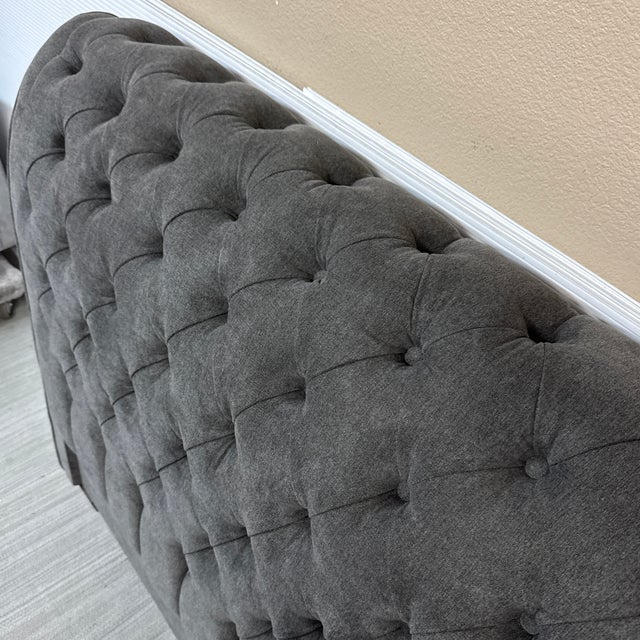 2020s Queen Size California Sofa Custom Chesterfield Microfiber Headboard For Sale - Image 5 of 12