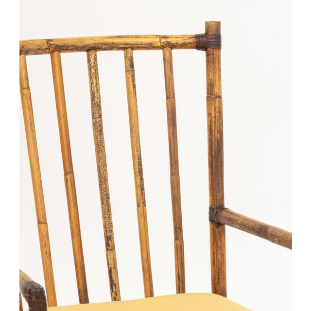 Set of Six Pierce Martin Modern Bamboo and Rattan Wrapped Arm Chairs For Sale - Image 13 of 14