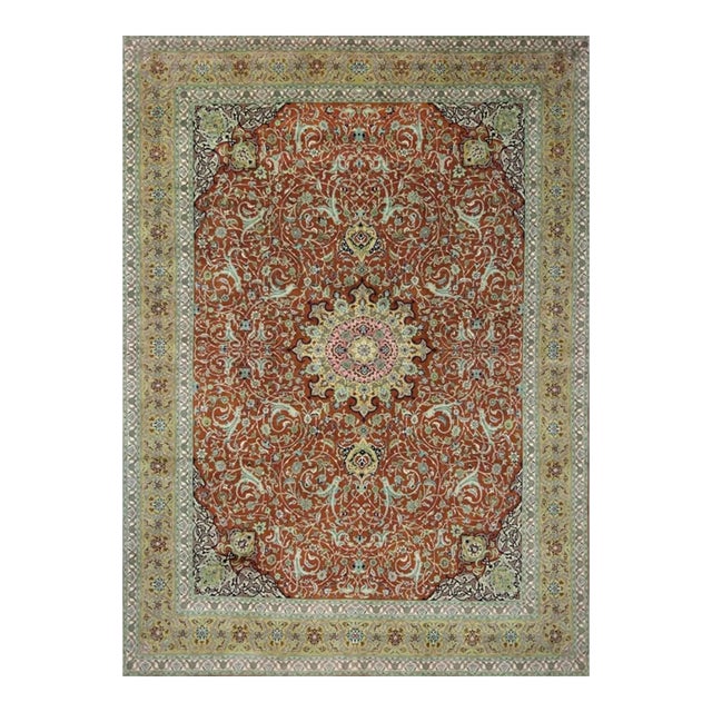 1980s Old Persian Tabriz Masterpiece Rug 9’11” X 13’7″ For Sale